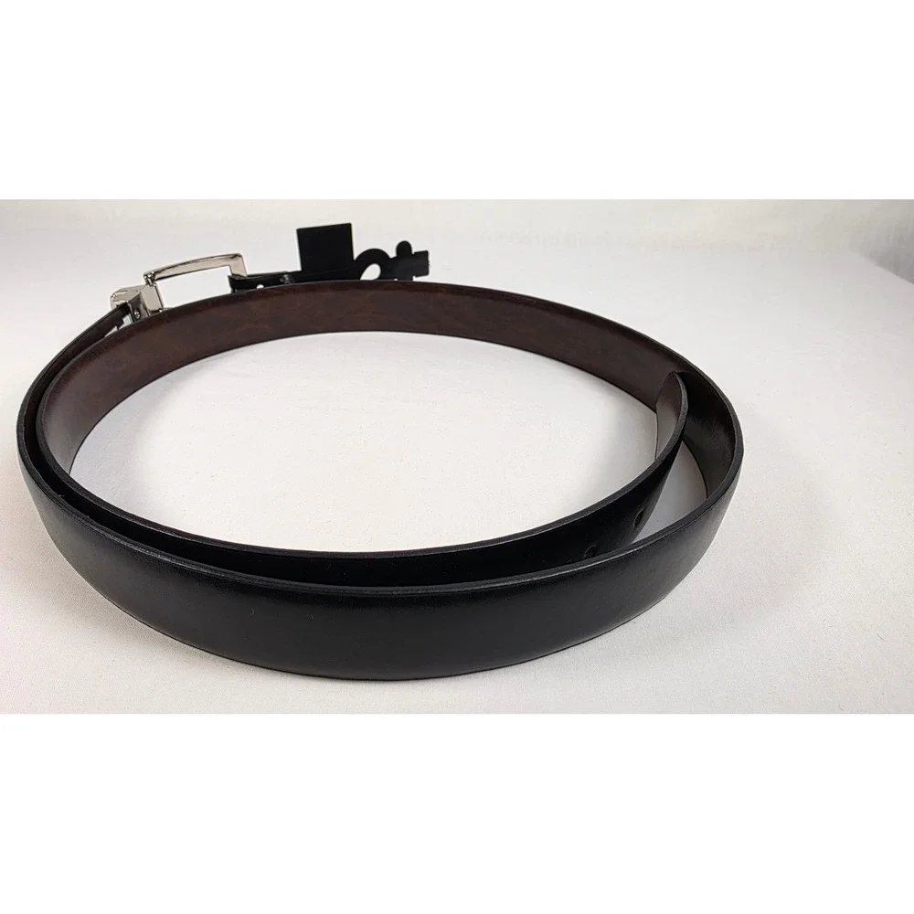 Statements @BT Belt Mens Size 42 Reversible Black Brown Silver Tone Buckle NEW